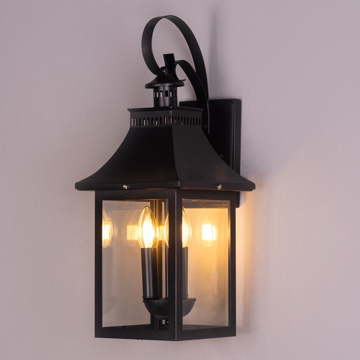 Good For You (Black) Clear Glass Outdoor Covered Wall Light