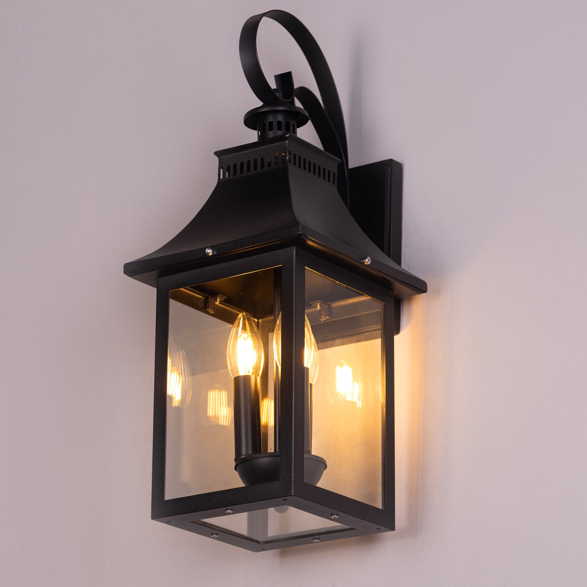 Good For You (Black) Clear Glass Outdoor Covered Wall Light