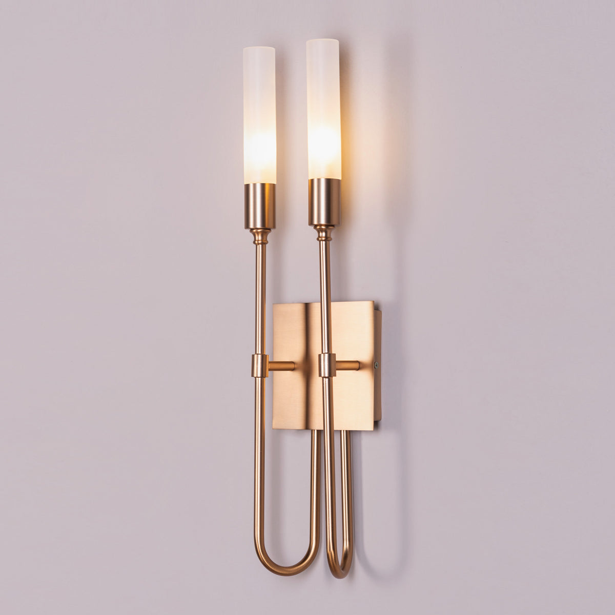 Opaline Crest (Gold, White) 2 Head Frosted Glass Wall Light