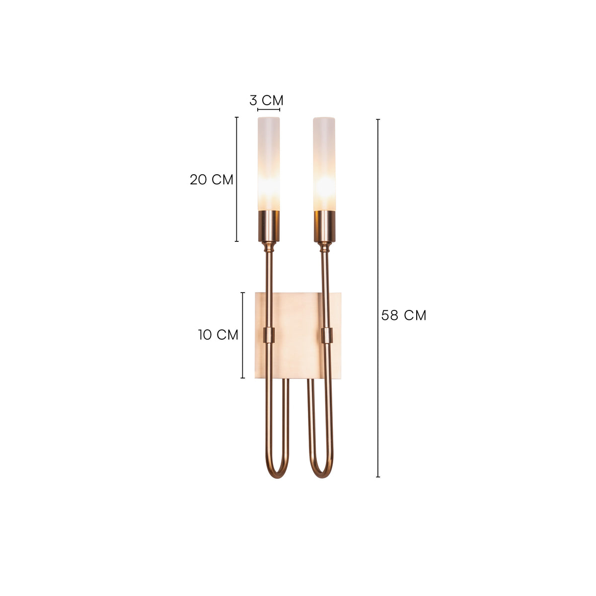 Opaline Crest (Gold, White) 2 Head Frosted Glass Wall Light