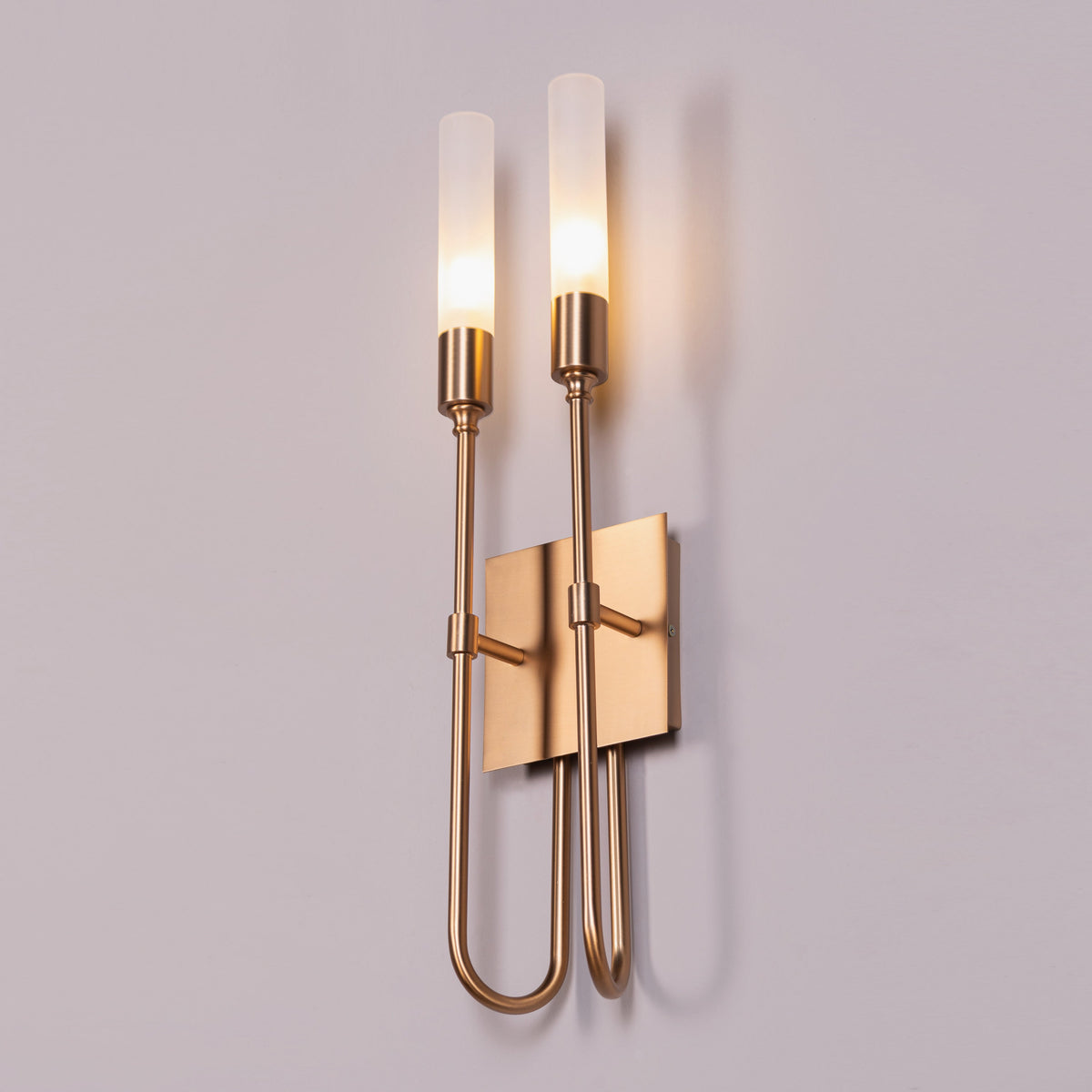 Opaline Crest (Gold, White) 2 Head Frosted Glass Wall Light