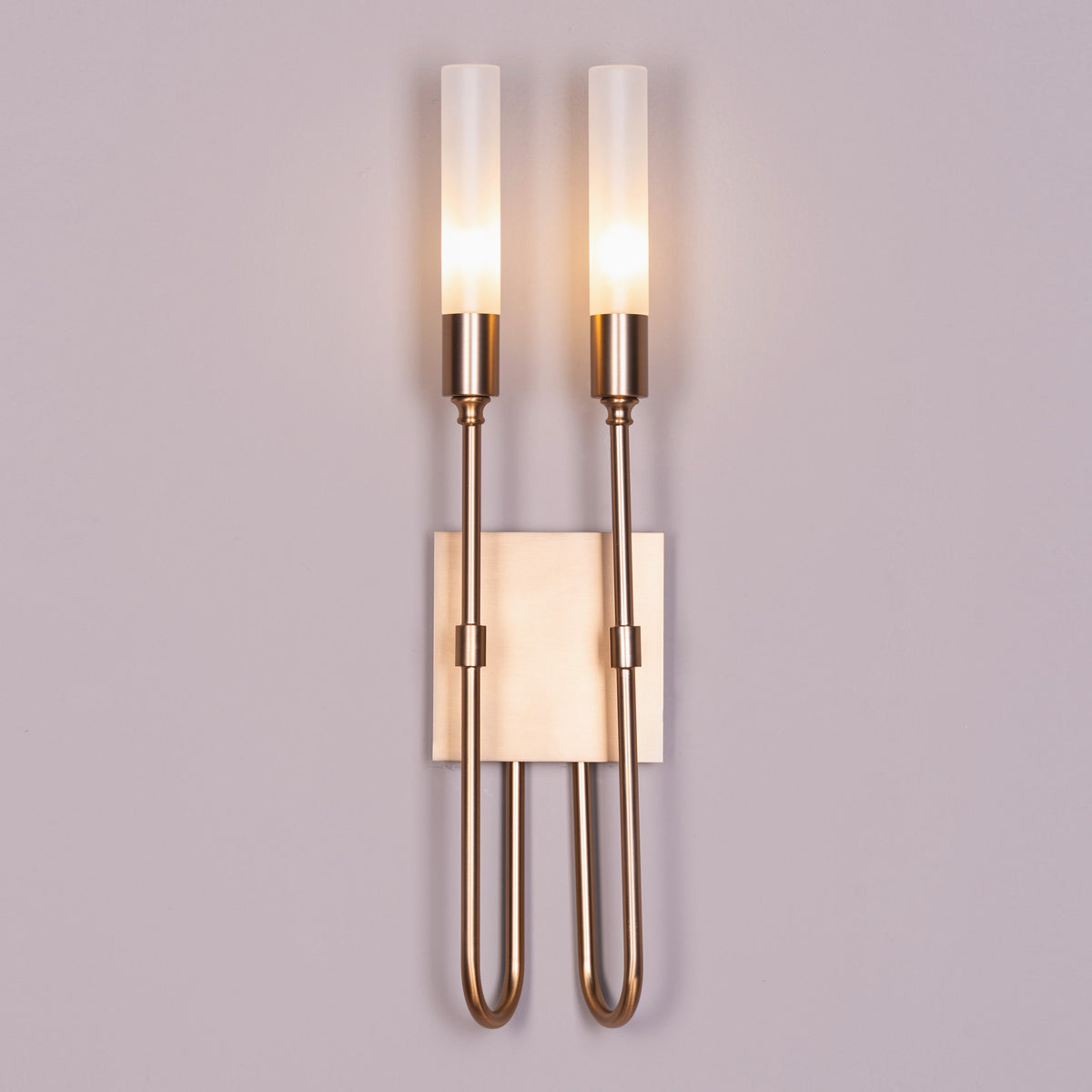 Opaline Crest (Gold, White) 2 Head Frosted Glass Wall Light