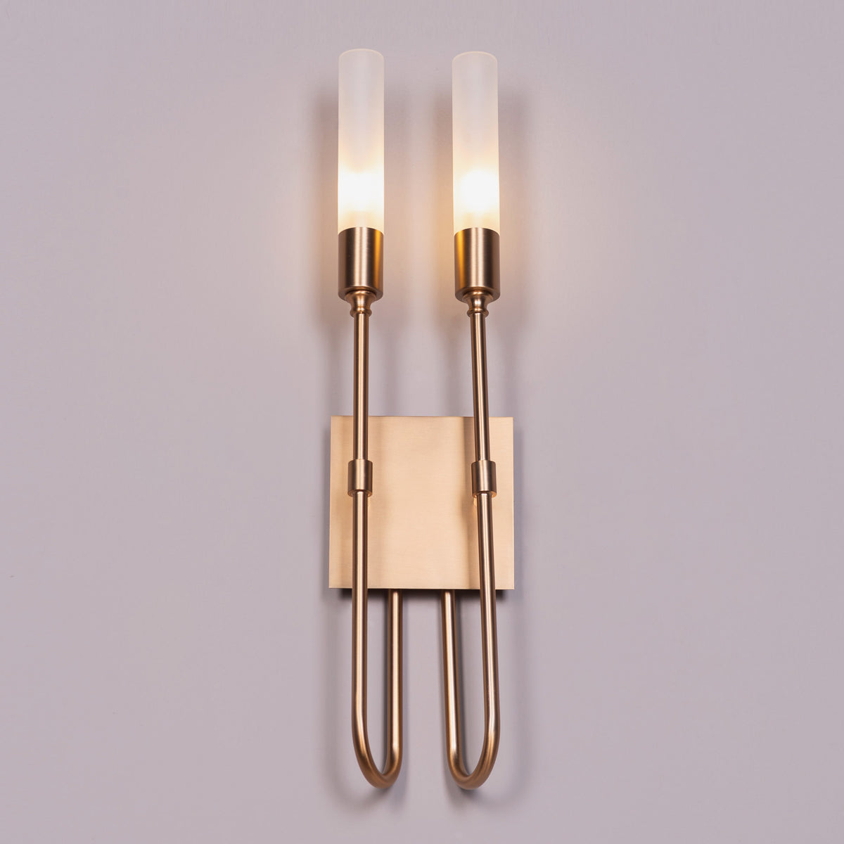 Opaline Crest (Gold, White) 2 Head Frosted Glass Wall Light