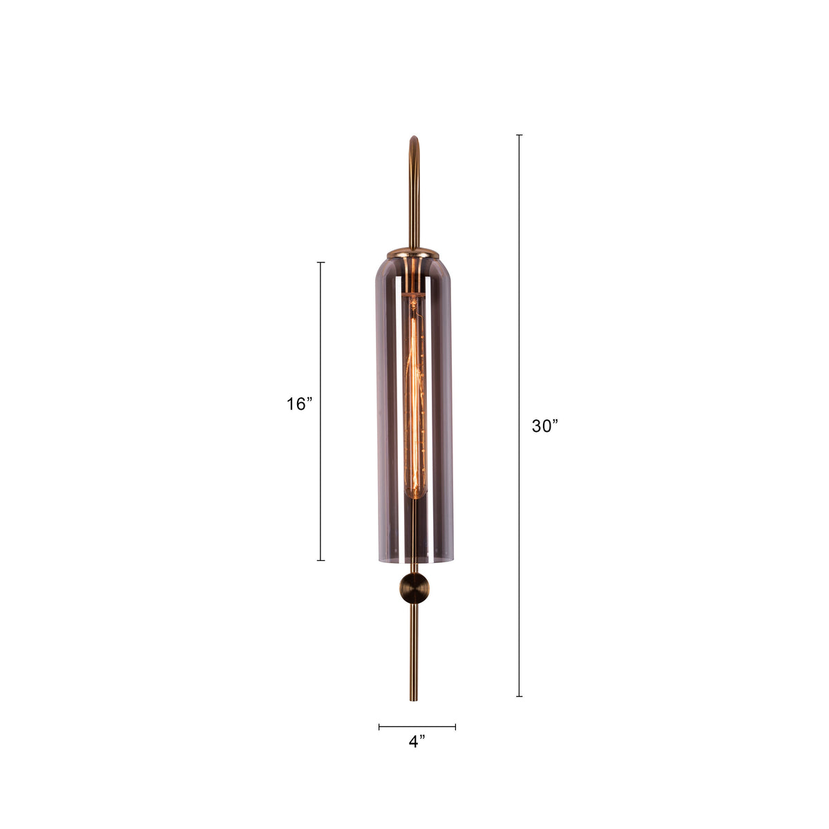 Wait For Me (Gold, Smokey Grey) Glass Wall Light