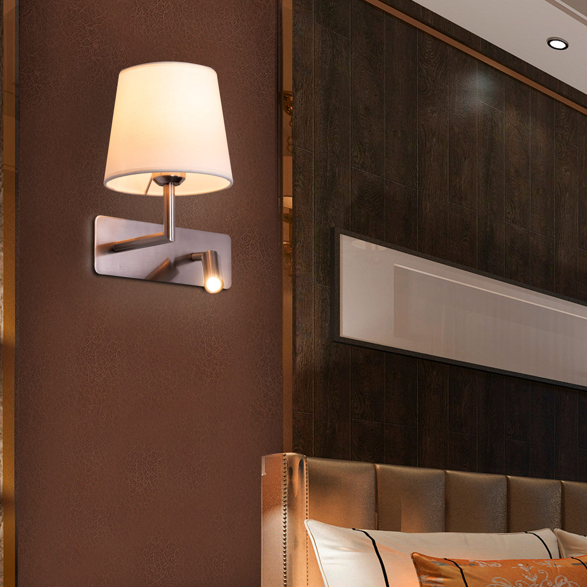 Bookworm (Chrome, With LED Downlighter) Wall Light