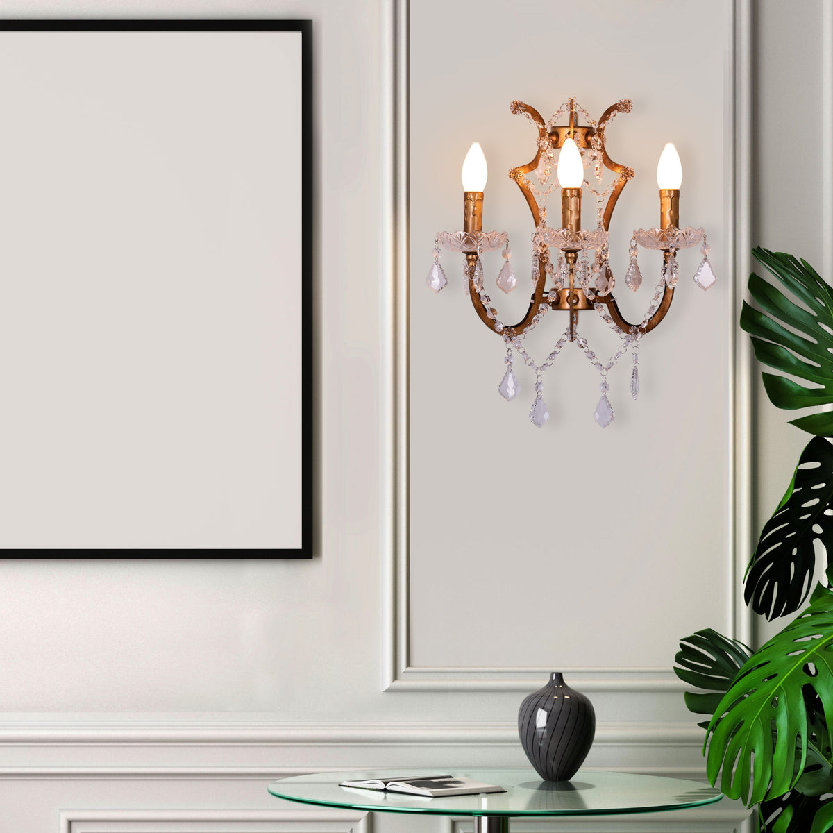 French Restoration (Antique Gold) Crystal Wall Light