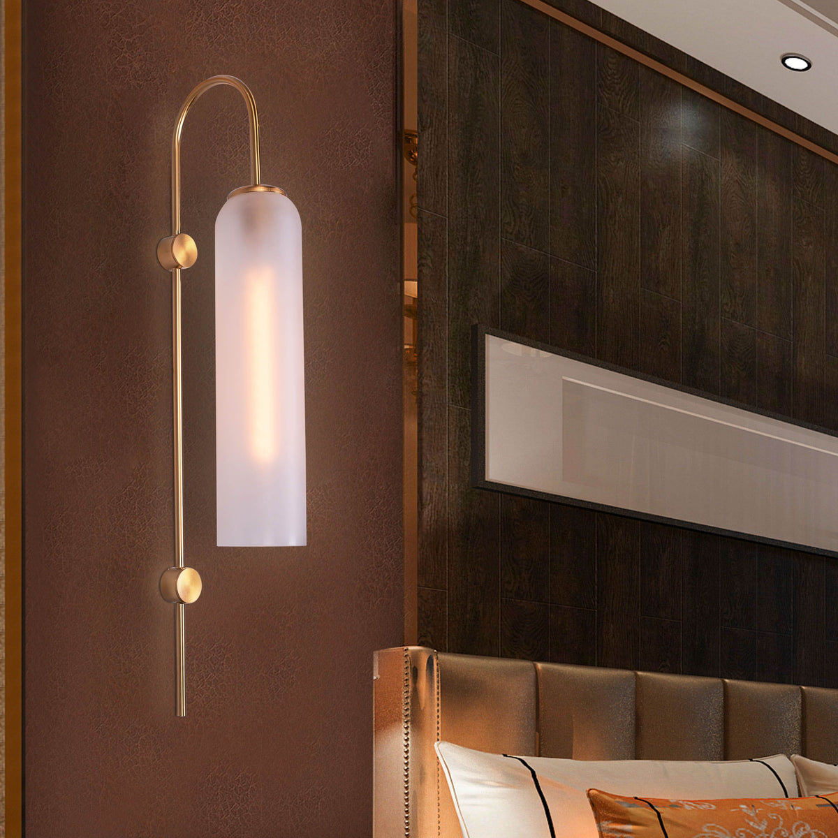 Wait For Me (Gold, Frosted) Glass Wall Light