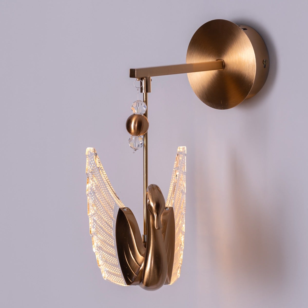 Two Birds One Throne (Gold, Dimmable LED with Remote Control) Wall Light